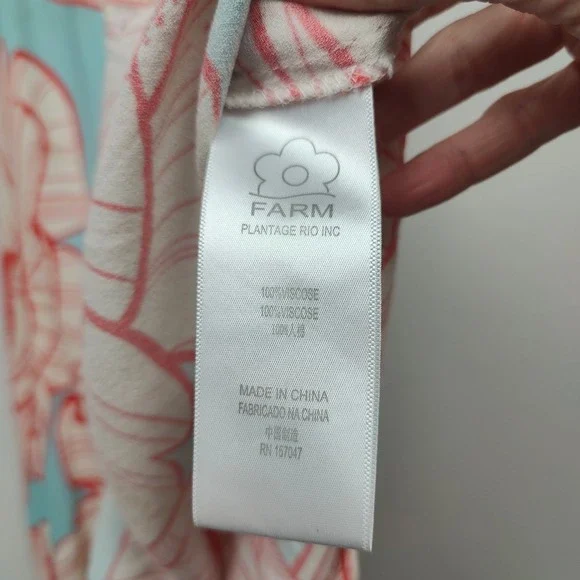 Farm Rio Floral Print Midi Dress Womens XS Red Blue Button Front Bohemian - Picture 10 of 11